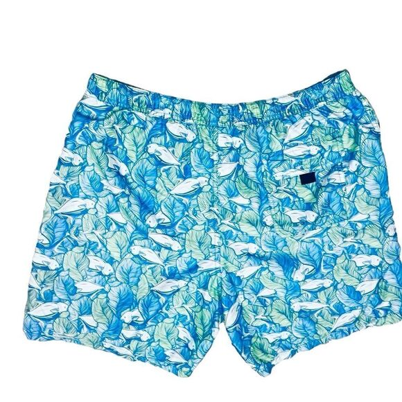 Vineyard Vines Blue Fish Print Swim Board Trunk Shorts Mens Sz L - Picture 4 of 9